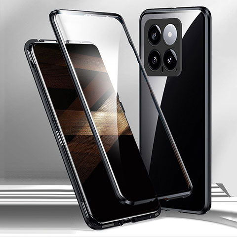 Coque Rebord Bumper Luxe Aluminum Metal Miroir 360 Degres Housse Etui Aimant pour Xiaomi Mi 14 Pro 5G Noir