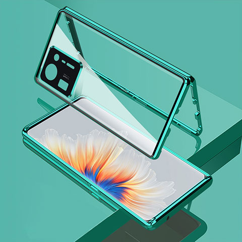 Coque Rebord Bumper Luxe Aluminum Metal Miroir 360 Degres Housse Etui Aimant pour Xiaomi Mi Mix 4 5G Vert