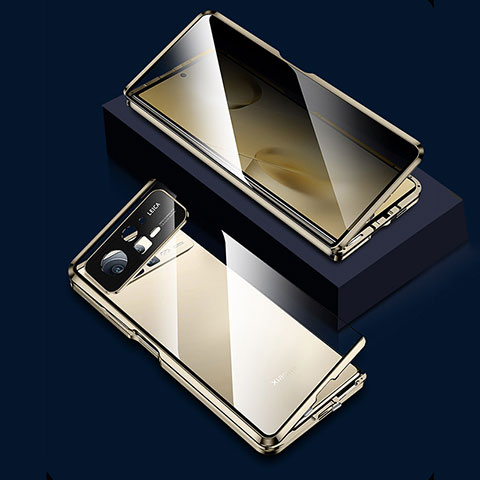 Coque Rebord Bumper Luxe Aluminum Metal Miroir 360 Degres Housse Etui Aimant pour Xiaomi Mix Fold 2 5G Or