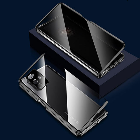 Coque Rebord Bumper Luxe Aluminum Metal Miroir 360 Degres Housse Etui Aimant pour Xiaomi Mix Fold 5G Noir