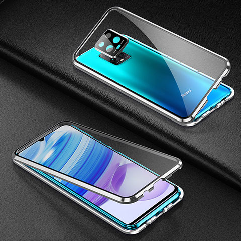 Coque Rebord Bumper Luxe Aluminum Metal Miroir 360 Degres Housse Etui Aimant pour Xiaomi Redmi 10X 5G Argent
