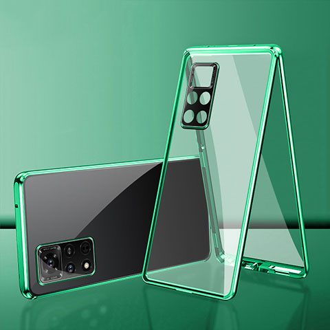 Coque Rebord Bumper Luxe Aluminum Metal Miroir 360 Degres Housse Etui Aimant pour Xiaomi Redmi Note 11 4G (2022) Vert