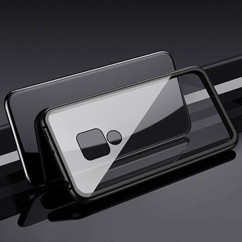 Coque Rebord Bumper Luxe Aluminum Metal Miroir 360 Degres Housse Etui Aimant T01 pour Huawei Mate 20 Noir