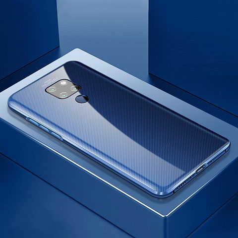 Coque Rebord Bumper Luxe Aluminum Metal Miroir 360 Degres Housse Etui Aimant T02 pour Huawei Mate 20 Bleu