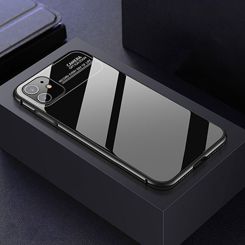 Coque Rebord Bumper Luxe Aluminum Metal Miroir 360 Degres Housse Etui Aimant T06 pour Apple iPhone 11 Noir