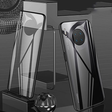 Coque Rebord Bumper Luxe Aluminum Metal Miroir 360 Degres Housse Etui Aimant T06 pour Huawei Mate 30 Pro 5G Noir