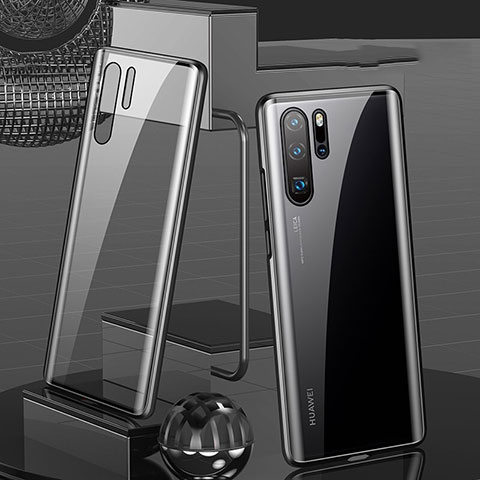 Coque Rebord Bumper Luxe Aluminum Metal Miroir 360 Degres Housse Etui Aimant T07 pour Huawei P30 Pro Noir