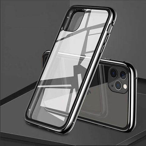Coque Rebord Bumper Luxe Aluminum Metal Miroir 360 Degres Housse Etui Aimant T10 pour Apple iPhone 11 Pro Noir