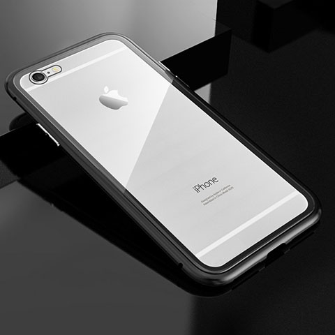 Coque Rebord Bumper Luxe Aluminum Metal Miroir 360 Degres Housse Etui M01 pour Apple iPhone 6 Noir