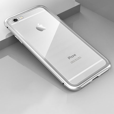 Coque Rebord Bumper Luxe Aluminum Metal Miroir 360 Degres Housse Etui M01 pour Apple iPhone 6 Plus Argent