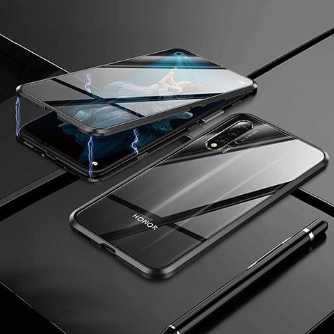 Coque Rebord Bumper Luxe Aluminum Metal Miroir 360 Degres Housse Etui M01 pour Huawei Honor 20S Noir