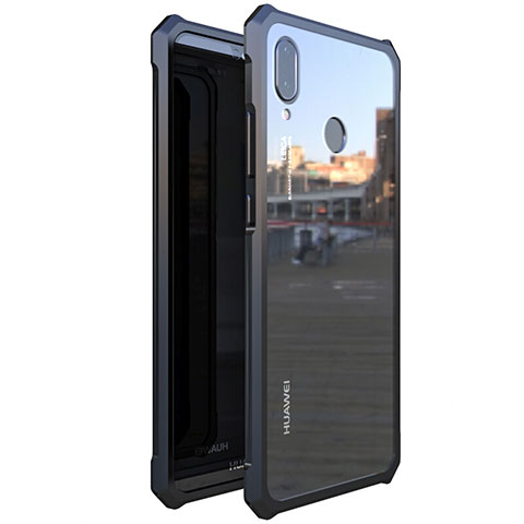 Coque Rebord Bumper Luxe Aluminum Metal Miroir 360 Degres Housse Etui M01 pour Huawei P20 Lite Noir