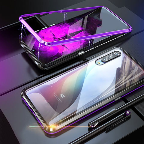 Coque Rebord Bumper Luxe Aluminum Metal Miroir 360 Degres Housse Etui M01 pour Xiaomi Mi A3 Lite Violet