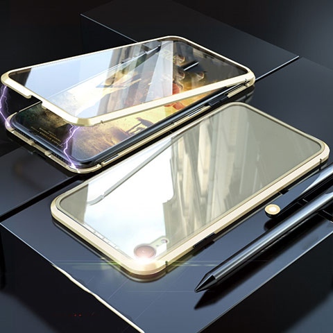 Coque Rebord Bumper Luxe Aluminum Metal Miroir 360 Degres Housse Etui M02 pour Apple iPhone XR Or