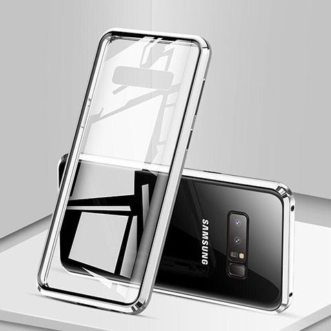 Coque Rebord Bumper Luxe Aluminum Metal Miroir 360 Degres Housse Etui M03 pour Samsung Galaxy Note 8 Argent