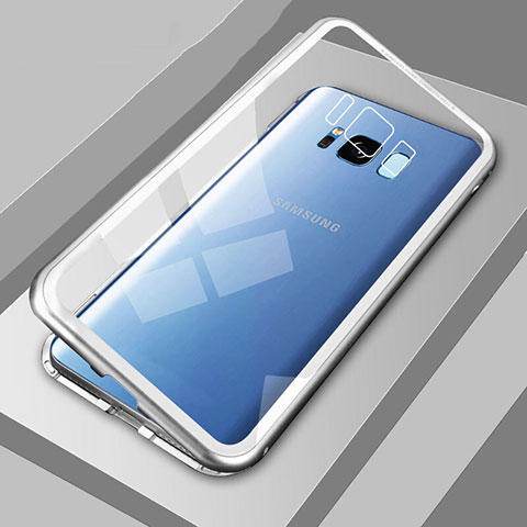 Coque Rebord Bumper Luxe Aluminum Metal Miroir 360 Degres Housse Etui M04 pour Samsung Galaxy S8 Plus Argent