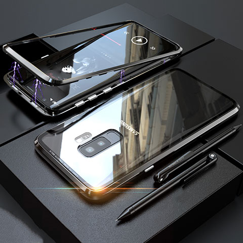 Coque Rebord Bumper Luxe Aluminum Metal Miroir 360 Degres Housse Etui M04 pour Samsung Galaxy S9 Plus Noir