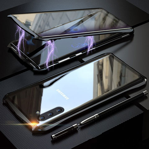 Coque Rebord Bumper Luxe Aluminum Metal Miroir 360 Degres Housse Etui pour Samsung Galaxy Note 10 5G Noir