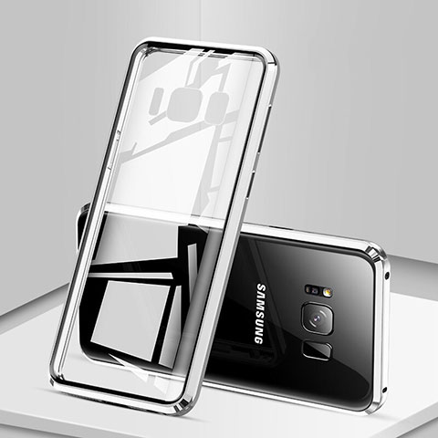 Coque Rebord Bumper Luxe Aluminum Metal Miroir 360 Degres Housse Etui pour Samsung Galaxy S8 Plus Argent