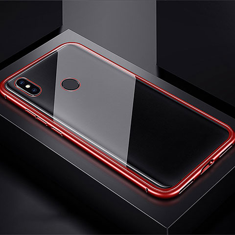 Coque Rebord Bumper Luxe Aluminum Metal Miroir 360 Degres Housse Etui pour Xiaomi Redmi Note 7 Rouge