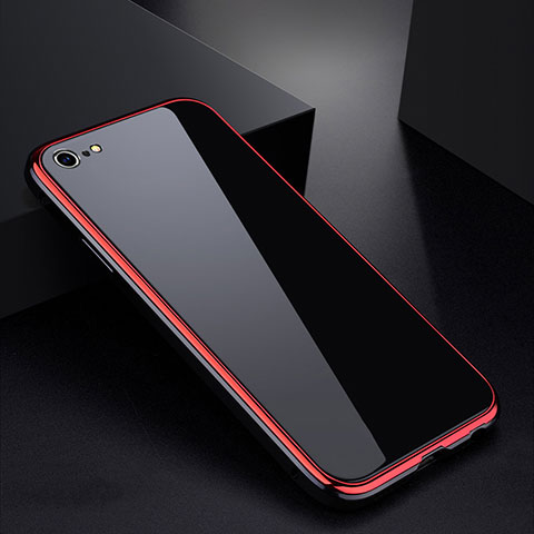Coque Rebord Bumper Luxe Aluminum Metal Miroir Housse Etui pour Apple iPhone 6 Plus Rouge et Noir