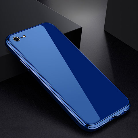 Coque Rebord Bumper Luxe Aluminum Metal Miroir Housse Etui pour Apple iPhone 6S Bleu