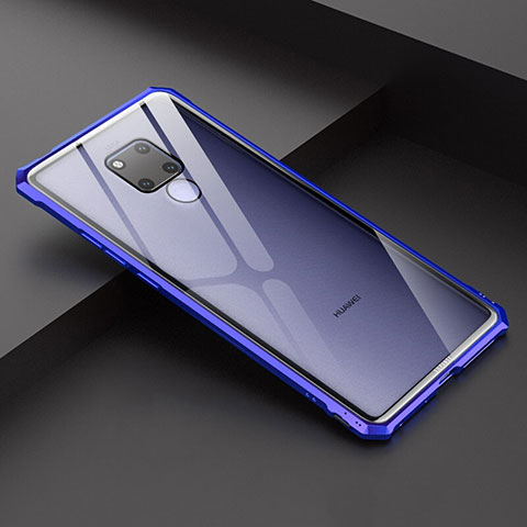 Coque Rebord Bumper Luxe Aluminum Metal Miroir Housse Etui pour Huawei Mate 20 X 5G Bleu