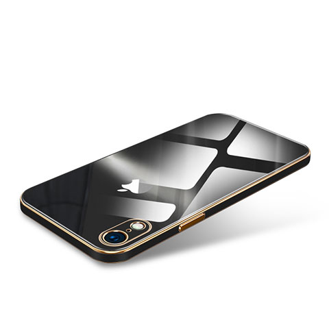Coque Rebord Contour Silicone et Vitre Luxe Transparente Miroir Housse Etui pour Apple iPhone XR Noir