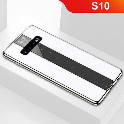 Coque Rebord Contour Silicone et Vitre Miroir Housse Etui A01 pour Samsung Galaxy S10 Blanc