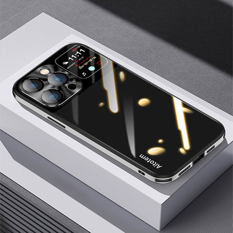 Coque Rebord Contour Silicone et Vitre Miroir Housse Etui AT1 pour Apple iPhone 14 Pro Max Noir