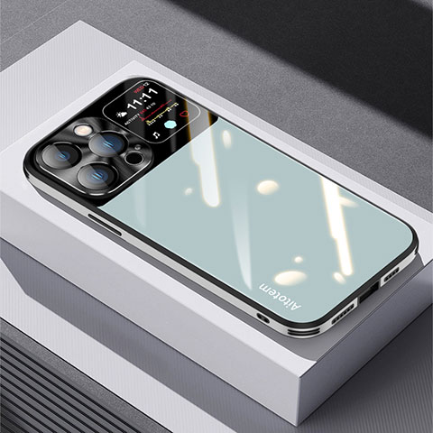 Coque Rebord Contour Silicone et Vitre Miroir Housse Etui AT1 pour Apple iPhone 14 Pro Max Pastel Vert