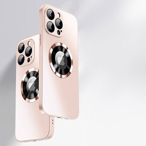 Coque Rebord Contour Silicone et Vitre Miroir Housse Etui avec Mag-Safe Magnetic Magnetique pour Apple iPhone 13 Pro Max Or Rose