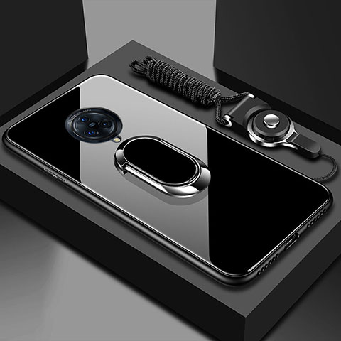 Coque Rebord Contour Silicone et Vitre Miroir Housse Etui avec Support Bague Anneau Magnetique pour Vivo Nex 3S Noir