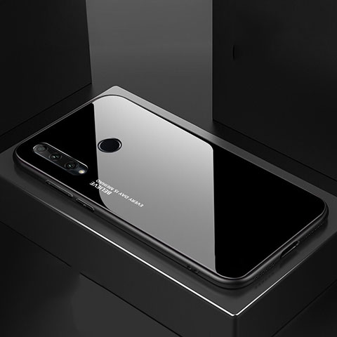 Coque Rebord Contour Silicone et Vitre Miroir Housse Etui Degrade Arc en Ciel H01 pour Huawei Honor 20 Lite Noir