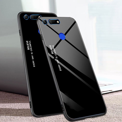 Coque Rebord Contour Silicone et Vitre Miroir Housse Etui Degrade Arc en Ciel H01 pour Huawei Honor View 20 Noir