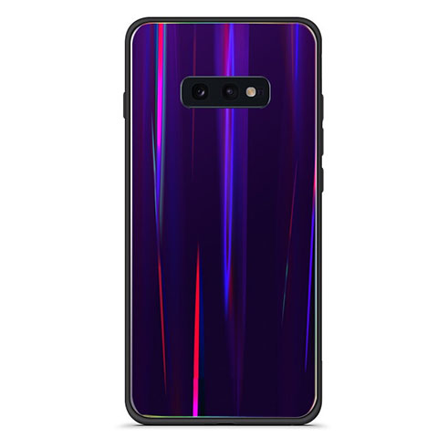 Coque Rebord Contour Silicone et Vitre Miroir Housse Etui Degrade Arc en Ciel H04 pour Samsung Galaxy S10e Violet