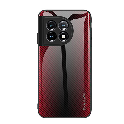 Coque Rebord Contour Silicone et Vitre Miroir Housse Etui Degrade Arc en Ciel JM2 pour OnePlus 11 5G Rouge