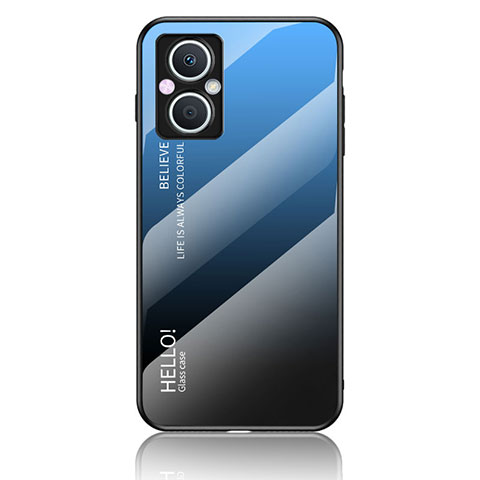 Coque Rebord Contour Silicone et Vitre Miroir Housse Etui Degrade Arc en Ciel LS1 pour OnePlus Nord N20 5G Bleu