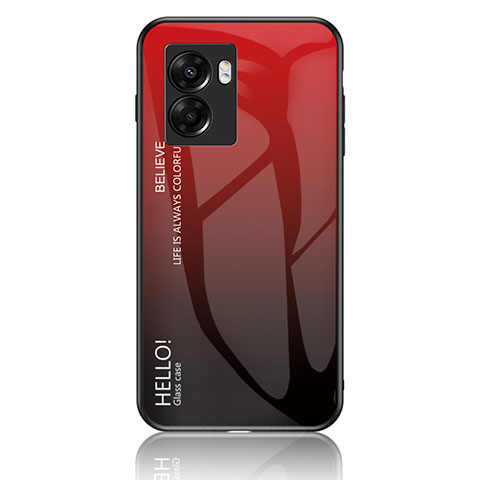 Coque Rebord Contour Silicone et Vitre Miroir Housse Etui Degrade Arc en Ciel LS1 pour OnePlus Nord N300 5G Rouge