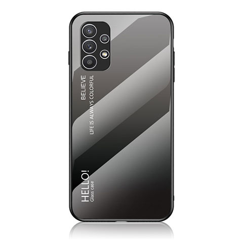 Coque Rebord Contour Silicone et Vitre Miroir Housse Etui Degrade Arc en Ciel LS1 pour Samsung Galaxy A23 5G Gris Fonce