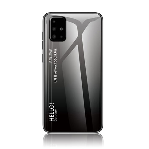 Coque Rebord Contour Silicone et Vitre Miroir Housse Etui Degrade Arc en Ciel LS1 pour Samsung Galaxy A51 5G Gris Fonce