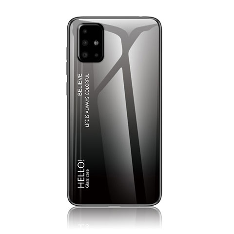 Coque Rebord Contour Silicone et Vitre Miroir Housse Etui Degrade Arc en Ciel LS1 pour Samsung Galaxy A71 5G Gris Fonce