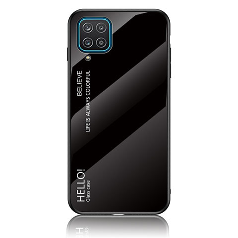 Coque Rebord Contour Silicone et Vitre Miroir Housse Etui Degrade Arc en Ciel LS1 pour Samsung Galaxy M12 Noir