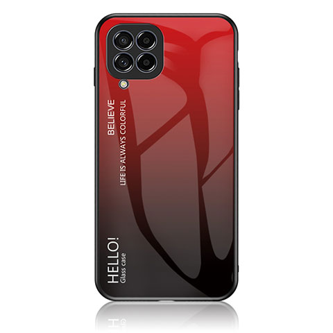 Coque Rebord Contour Silicone et Vitre Miroir Housse Etui Degrade Arc en Ciel LS1 pour Samsung Galaxy M53 5G Rouge