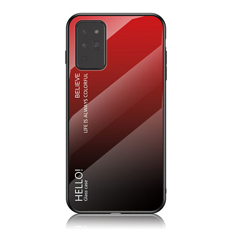 Coque Rebord Contour Silicone et Vitre Miroir Housse Etui Degrade Arc en Ciel LS1 pour Samsung Galaxy Note 20 5G Rouge
