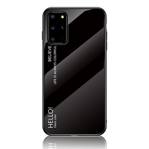 Coque Rebord Contour Silicone et Vitre Miroir Housse Etui Degrade Arc en Ciel LS1 pour Samsung Galaxy S20 Plus Noir