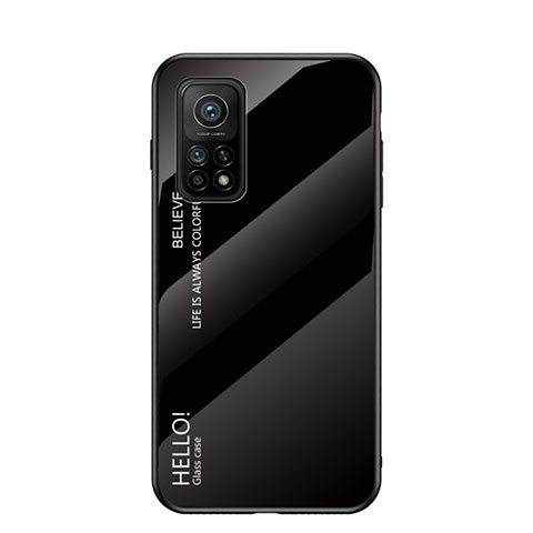 Coque Rebord Contour Silicone et Vitre Miroir Housse Etui Degrade Arc en Ciel LS1 pour Xiaomi Mi 10T Pro 5G Noir