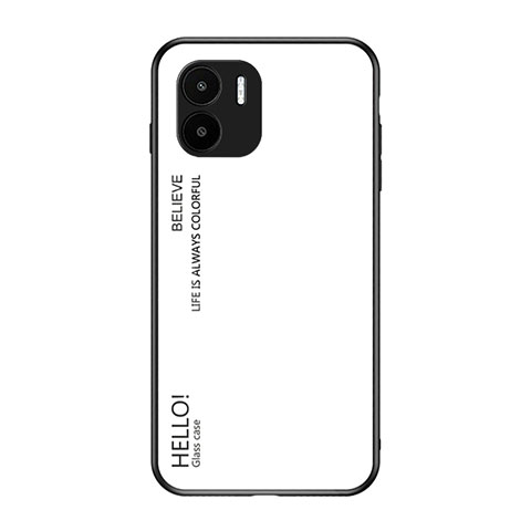 Coque Rebord Contour Silicone et Vitre Miroir Housse Etui Degrade Arc en Ciel LS1 pour Xiaomi Redmi A2 Plus Blanc