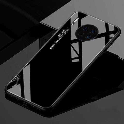 Coque Rebord Contour Silicone et Vitre Miroir Housse Etui Degrade Arc en Ciel pour Huawei Mate 30E Pro 5G Noir