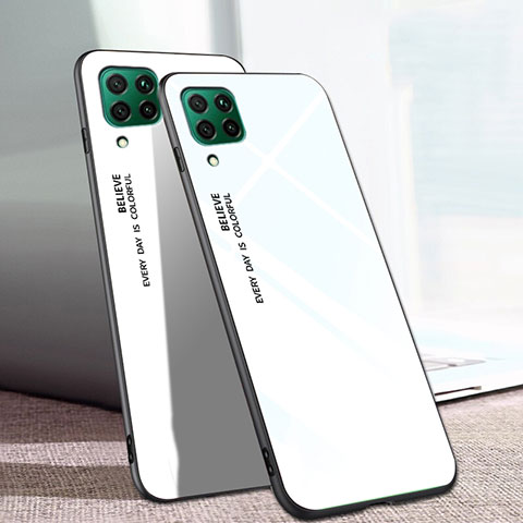Coque Rebord Contour Silicone et Vitre Miroir Housse Etui Degrade Arc en Ciel pour Huawei Nova 7i Blanc